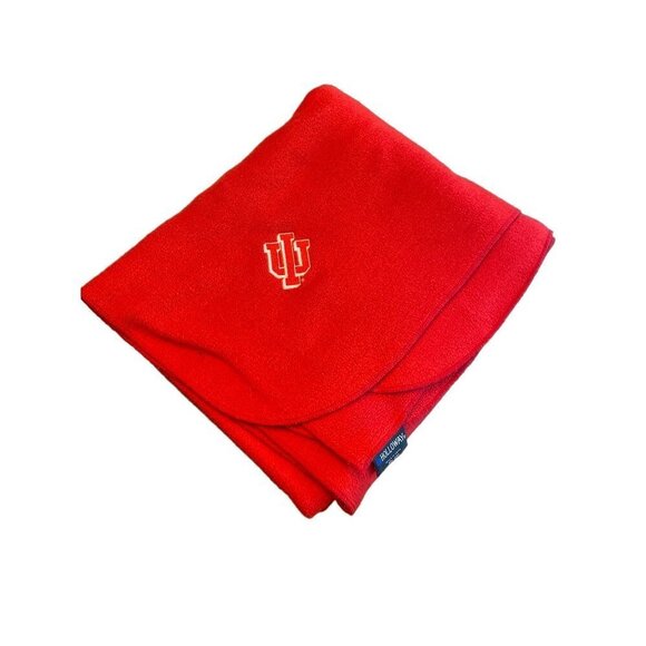 Vintage 1980's Red Fleece Indiana University Throw Stadium Blanket - Picture 4 of 5